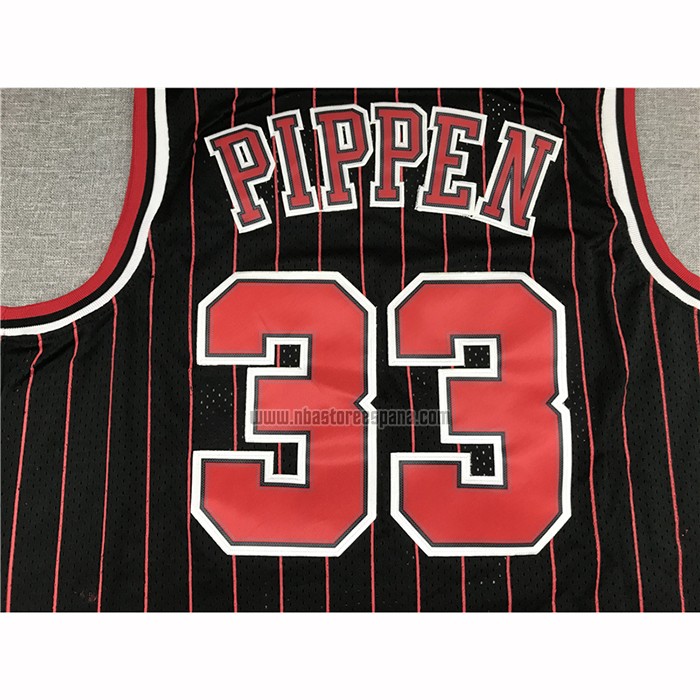 Camiseta Chicago Bulls Scottie Pippen NO 33 Hardwood Classics Throwback 1995-96 Negro